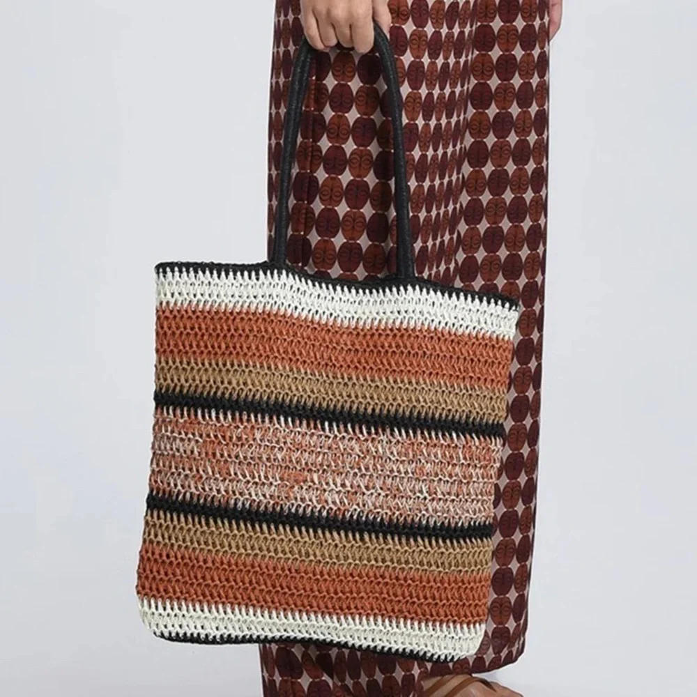 Molly Bracken Multicolor Woven Tote Bag